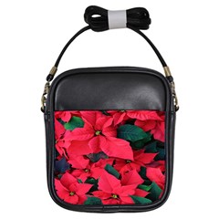 Red Poinsettia Flower Girls Sling Bags by Mariart