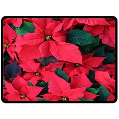 Red Poinsettia Flower Fleece Blanket (large)  by Mariart