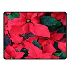 Red Poinsettia Flower Fleece Blanket (small) by Mariart