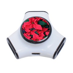 Red Poinsettia Flower 3-port Usb Hub