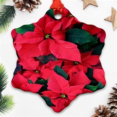 Red Poinsettia Flower Snowflake Ornament (two Sides) by Mariart