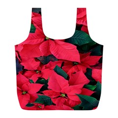 Red Poinsettia Flower Full Print Recycle Bags (l)  by Mariart