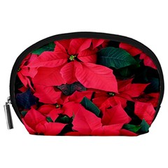 Red Poinsettia Flower Accessory Pouches (large) 