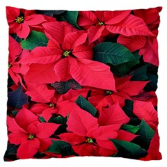 Red Poinsettia Flower Large Flano Cushion Case (one Side)