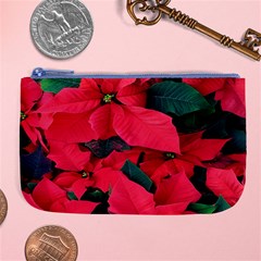 Red Poinsettia Flower Large Coin Purse by Mariart