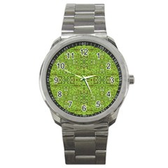 Digital Nature Collage Pattern Sport Metal Watch by dflcprints