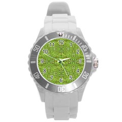 Digital Nature Collage Pattern Round Plastic Sport Watch (l) by dflcprints