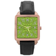 Digital Nature Collage Pattern Rose Gold Leather Watch  by dflcprints