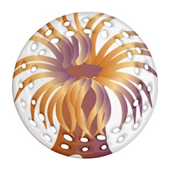 Sea Anemone Round Filigree Ornament (two Sides) by Mariart