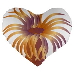 Sea Anemone Large 19  Premium Flano Heart Shape Cushions by Mariart