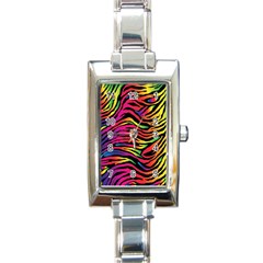 Rainbow Zebra Rectangle Italian Charm Watch by Mariart