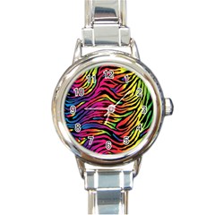 Rainbow Zebra Round Italian Charm Watch by Mariart