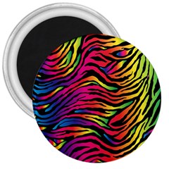 Rainbow Zebra 3  Magnets by Mariart