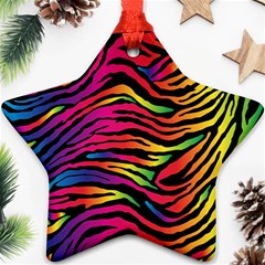 Rainbow Zebra Ornament (star)