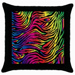 Rainbow Zebra Throw Pillow Case (black)