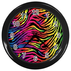 Rainbow Zebra Wall Clocks (black)