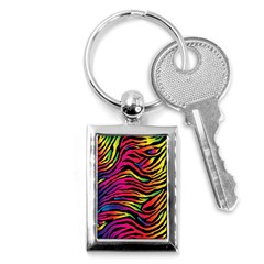 Rainbow Zebra Key Chains (rectangle) 