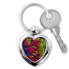 Rainbow Zebra Key Chains (heart) 