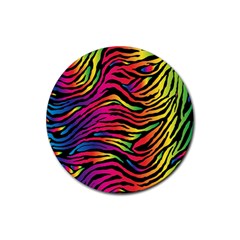 Rainbow Zebra Rubber Round Coaster (4 Pack) 