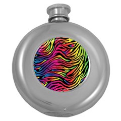 Rainbow Zebra Round Hip Flask (5 Oz) by Mariart