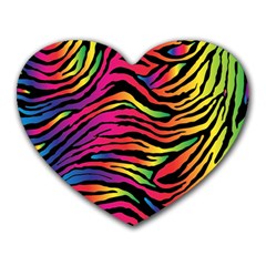 Rainbow Zebra Heart Mousepads