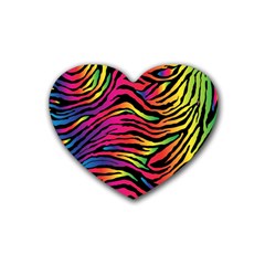 Rainbow Zebra Rubber Coaster (heart)  by Mariart