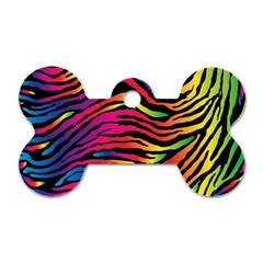 Rainbow Zebra Dog Tag Bone (two Sides)