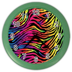 Rainbow Zebra Color Wall Clocks by Mariart