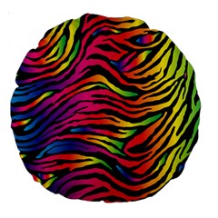 Rainbow Zebra Large 18  Premium Round Cushions