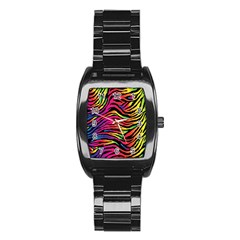 Rainbow Zebra Stainless Steel Barrel Watch