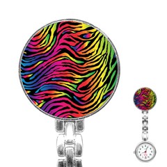 Rainbow Zebra Stainless Steel Nurses Watch by Mariart