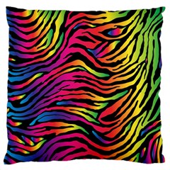 Rainbow Zebra Large Flano Cushion Case (one Side) by Mariart