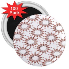 Pattern Flower Floral Star Circle Love Valentine Heart Pink Red Folk 3  Magnets (100 Pack) by Mariart