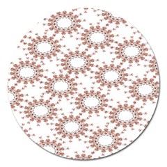 Pattern Flower Floral Star Circle Love Valentine Heart Pink Red Folk Magnet 5  (round) by Mariart