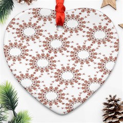 Pattern Flower Floral Star Circle Love Valentine Heart Pink Red Folk Heart Ornament (two Sides)