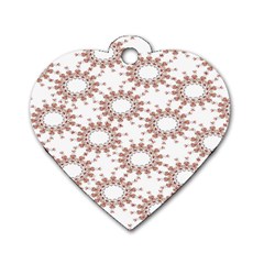 Pattern Flower Floral Star Circle Love Valentine Heart Pink Red Folk Dog Tag Heart (one Side)