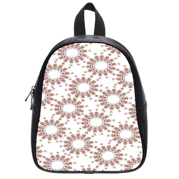 Pattern Flower Floral Star Circle Love Valentine Heart Pink Red Folk School Bag (Small)