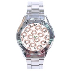 Pattern Flower Floral Star Circle Love Valentine Heart Pink Red Folk Stainless Steel Analogue Watch by Mariart