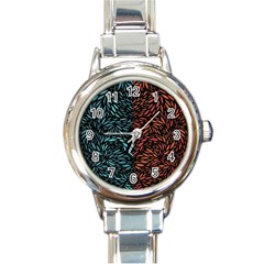 Square Pheonix Blue Orange Red Round Italian Charm Watch