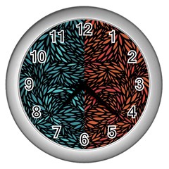 Square Pheonix Blue Orange Red Wall Clocks (silver)  by Mariart