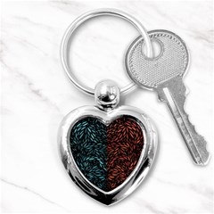 Square Pheonix Blue Orange Red Key Chains (heart)  by Mariart