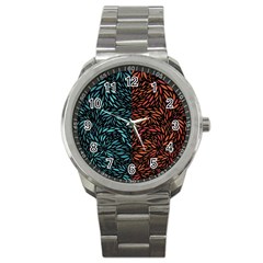 Square Pheonix Blue Orange Red Sport Metal Watch by Mariart