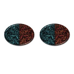 Square Pheonix Blue Orange Red Cufflinks (oval)