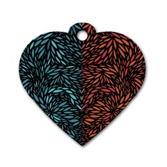 Square Pheonix Blue Orange Red Dog Tag Heart (two Sides)