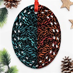 Square Pheonix Blue Orange Red Oval Filigree Ornament (two Sides) by Mariart