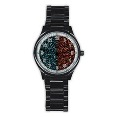 Square Pheonix Blue Orange Red Stainless Steel Round Watch by Mariart