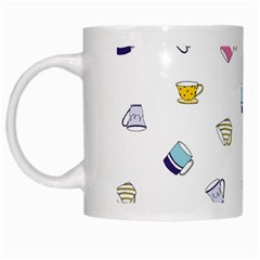 Tea Cup Mug Dringking Yellow Blue Grey Polka Dots White Mugs by Mariart