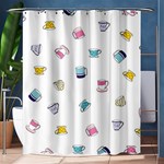 Tea Cup Mug Dringking Yellow Blue Grey Polka Dots Shower Curtain 60  x 72  (Medium)  60 x72  Curtain