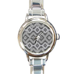 Triangle Wave Chevron Grey Sign Star Round Italian Charm Watch by Mariart