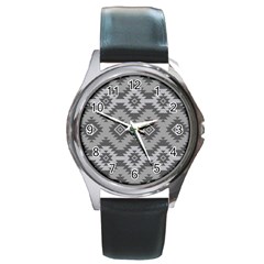 Triangle Wave Chevron Grey Sign Star Round Metal Watch